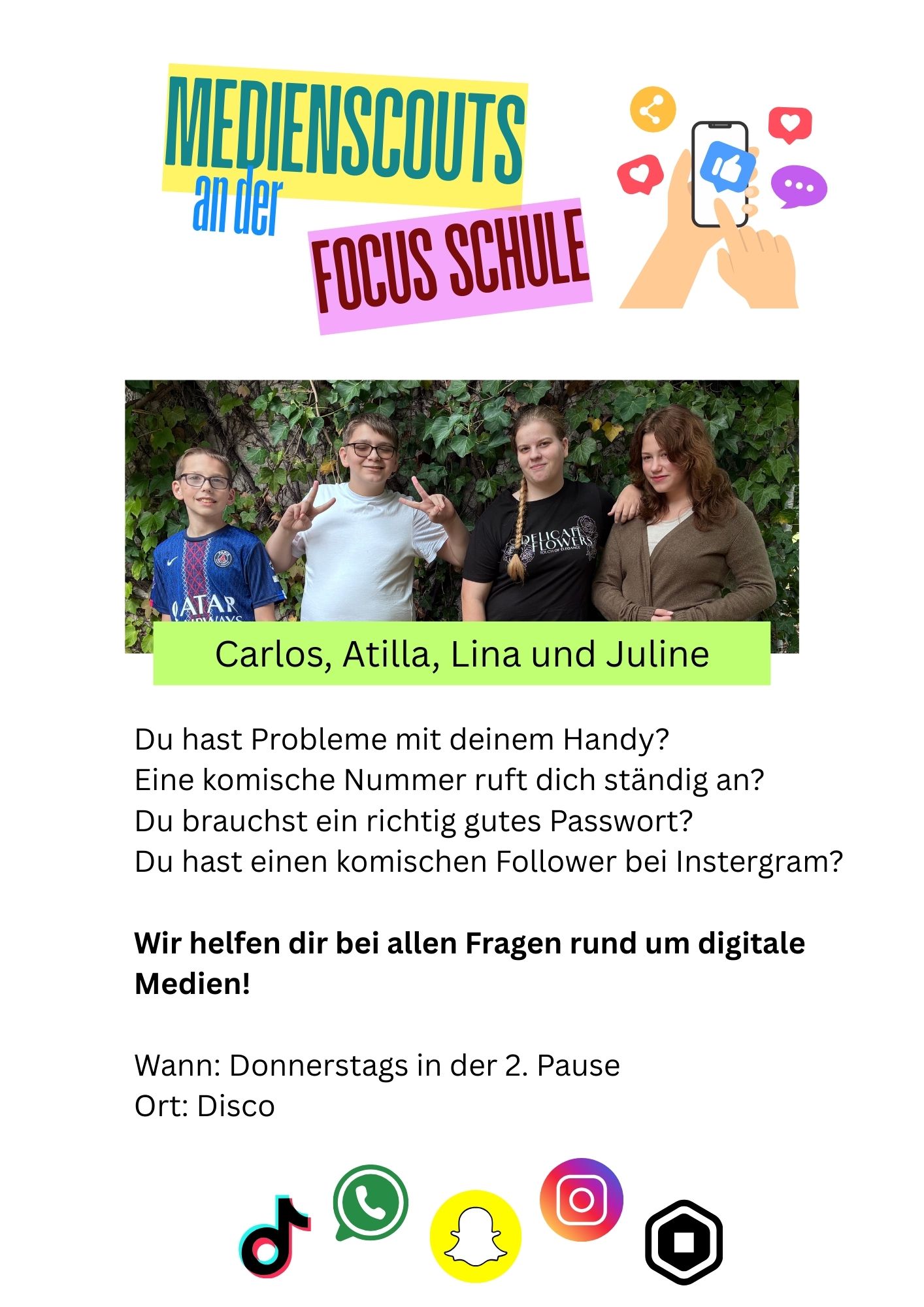 Medienscouts helfen Donnerstags in der Disco 2. große Pause